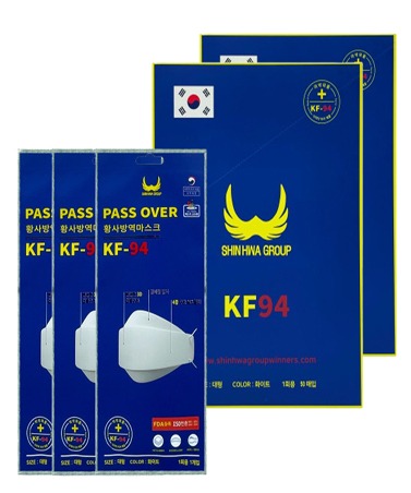 [국내생산] KF94 패스오버 황사방역 마스크 대형 화이트  [50매 / 100매]